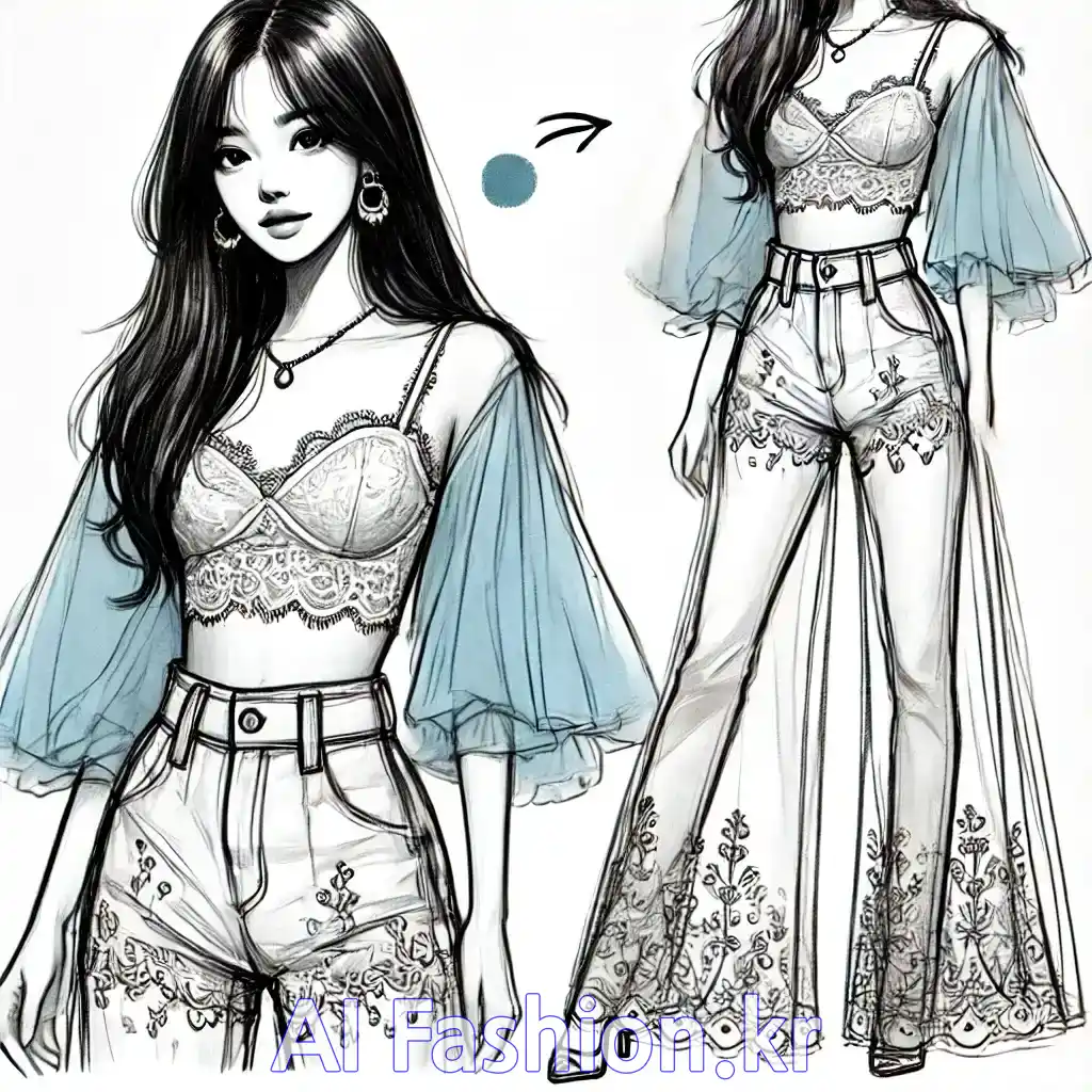 크롭티 & 브라 (컨셉 스케치)